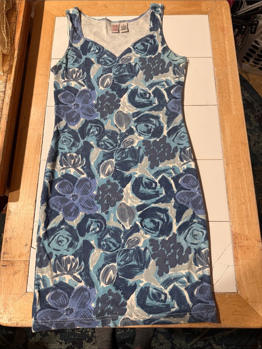 One Step Up Blue Floral V-Neck Midi Dress